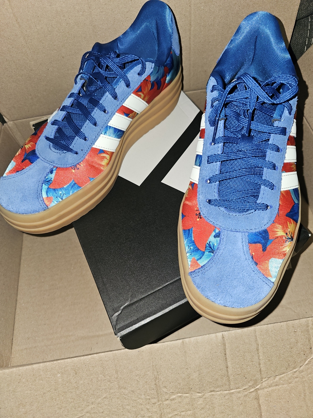 Adidas Floral Blue Platform VL Court Bold Sneakers - Picture 2 of 5